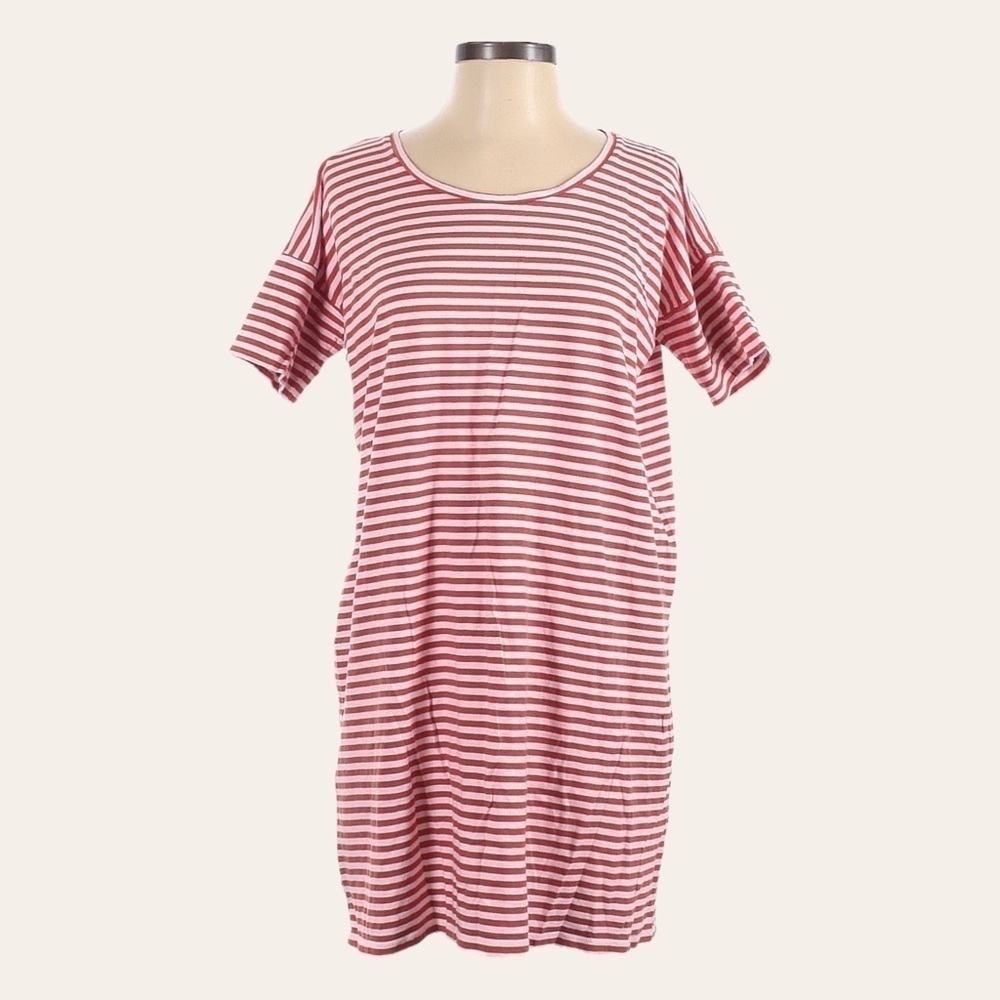 Everlane Red White Stripe Cotton Tee Dress Relaxed Mini Shift Size M